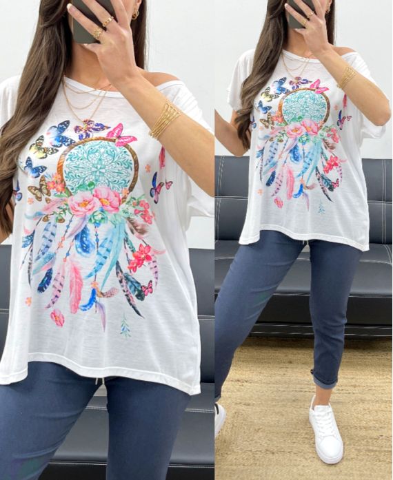 T-SHIRT STAMPATA AMPIA SS0209 DREAM CATCHER