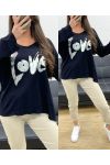 LOCKERER LEICHTER PULLOVER FLOCKING LOVE PE0232 SCHWARZ