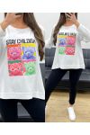 LOOSE COTTON TEDDY BEAR T-SHIRT PE0198-2 WHITE