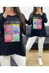 LOS KATOENEN TEDDYBEER T-SHIRT PE0198-2 ZWART