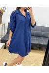 ROBE CHEMISE OVERSIZE GAZE DE COTON PE0410 MARINE