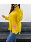 MAGLIA CON BORCHIE CUORE PE0147 SENAPE