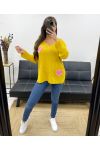 STUDDED SWEATER HEART PE0147 MUSTARD