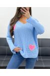 MAGLIA CUORE BORCHIATO PE0147 AZZURRO CIELO