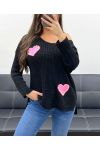 PULLOVER CLOUTE COEUR PE0147 NOIR