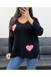 PULLOVER CLOUTE COEUR PE0147 NOIR