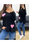 PULLOVER CLOUTE COEUR PE0147 NOIR