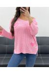 MAGLIONE CUORE BORCHIATO PE0147 ROSA