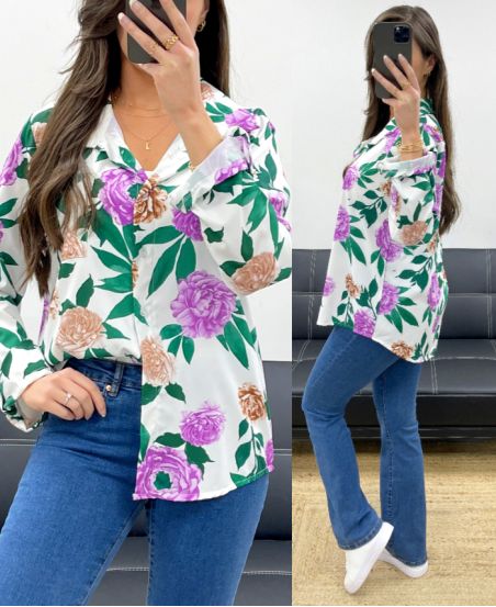 PE0429 CAMISA ESTAMPADA LILA