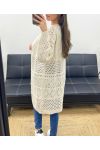 PERFORATED LONG KNIT CARDIGAN PE0093 BEIGE