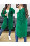 GILET LUNGO IN MAGLIA TRAFORATA PE0093 EMERALD