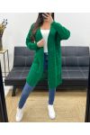 PERFORATED LONG KNIT VEST PE0093 EMERALD