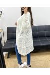 LONG KNIT OPENWORK VEST PE0093 WHITE