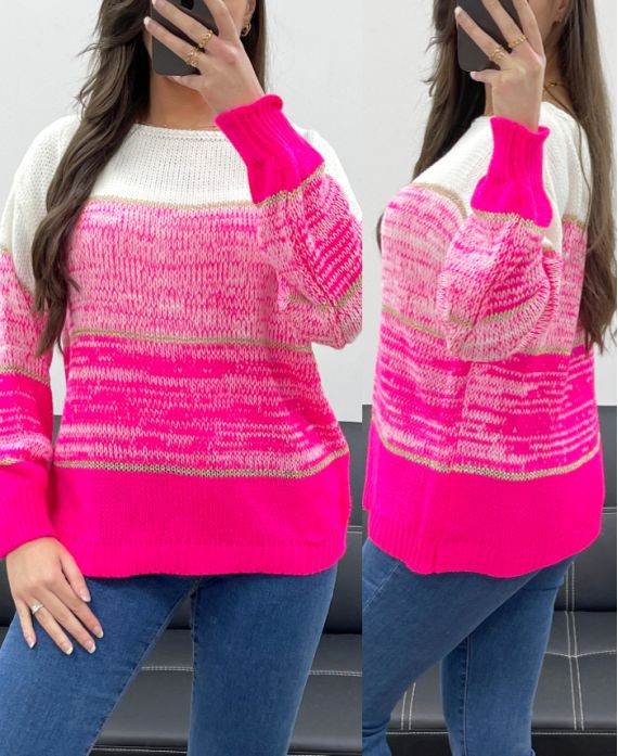 MAGLIA COLORE SFUMATO PE0102 FUCSIA