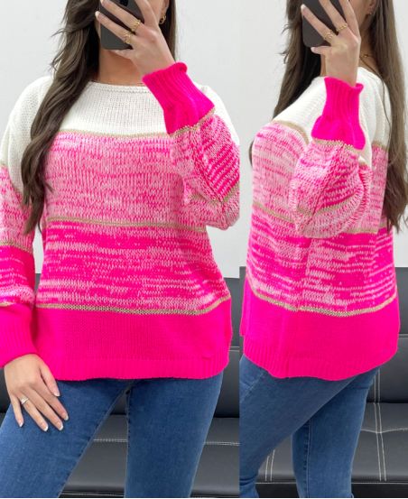 SWETER GRADIENT KOLOR PE0102 FUSHIA