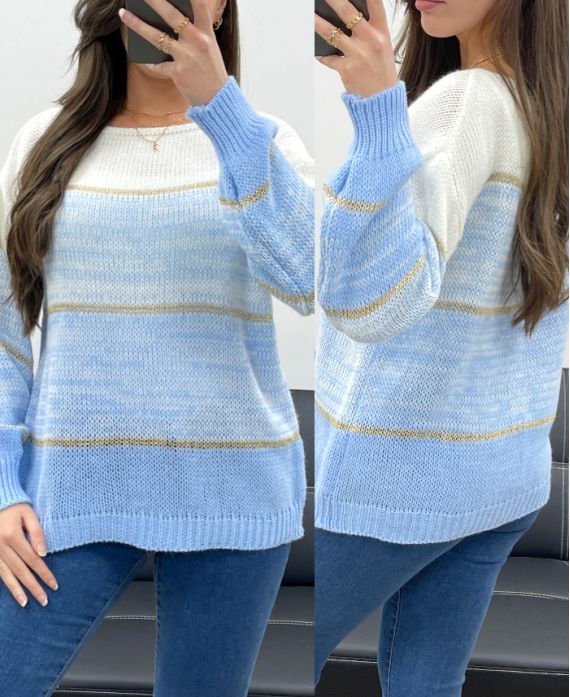 PULLOVER COULEUR dégradée PE0102 BLEU