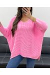 PE0117 MAGLIONE ROSA IN MAGLIA GROSSA