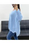 PE0117 MAGLIONE IN MAGLIA GROSSA AZZURRO CIELO