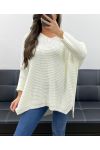 PE0117 WEISSER GROBSTRICKPULLOVER