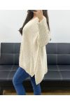 PE0117 BEIGE CHUNKY KNIT PULLOVER