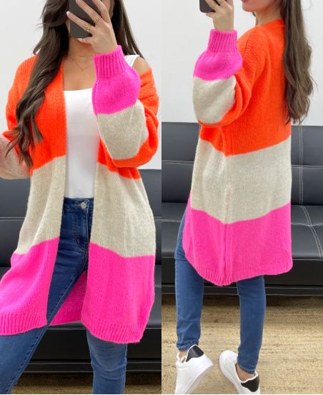 MULTICOLOR MOHAIR VEST PE0112 ORANGE