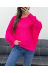 SWEATER BACK BOWS RIBBON PE0122 FUSHIA