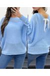 SWEATER BACK BOWS RIBBON PE0122 SKY BLUE