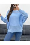 MAGLIONE RETRO FIOCCHI NASTRO PE0122 AZZURRO CIELO