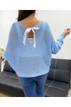 SWEATER BACK BOWS RIBBON PE0122 SKY BLUE