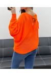 MAGLIONE RETRO FIOCCHI NASTRO PE0122 ARANCIO FLUO