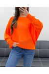 MAGLIONE RETRO FIOCCHI NASTRO PE0122 ARANCIO FLUO