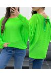 SWEATER BACK BOWS RIBBON PE0122 FLUORESCENT GREEN