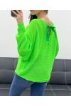 SWEATER BACK BOWS RIBBON PE0122 FLUORESCENT GREEN