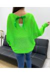 SWEATER BACK BOWS RIBBON PE0122 FLUORESCENT GREEN