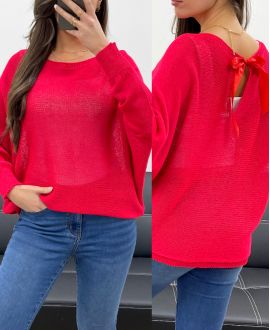 MAGLIONE DIETRO FIOCCHI NASTRO PE0122 ROSSO