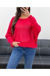 SWEATER BACK BOWS RIBBON PE0122 RED