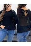 SWEATER BACK BOWS RIBBON PE0122 BLACK