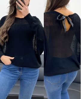 PULL DOS NOEUDS RUBAN PE0122 NOIR