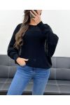 MAGLIONE RETRO FIOCCHI NASTRO PE0122 NERO