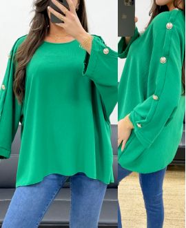 OVERSIZE-BUTTONTOP PE0251 SMARAGD