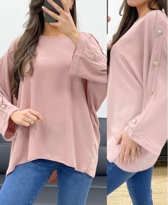 OVERSIZED TOP WITH BUTTONS PE0251 PINK