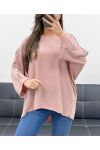 TOP OVERSIZE A BOUTONS PE0251 ROSE