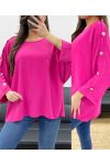 OVERSIZED TOP MET KNOPEN PE0251 FUSHIA