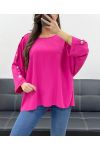 OVERSIZED TOP MET KNOPEN PE0251 FUSHIA