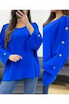 OVERSIZED TOP WITH BUTTONS PE0251 ROYAL BLUE