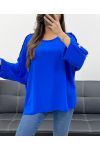 OVERSIZED TOP MET KNOPEN PE0251 KONINGSBLAUW