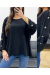 OVERSIZE-TOP MIT KNÖPFEN PE0251 SCHWARZ