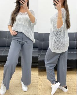 LOVE KNITTED SWEATER LUREX PE0166 GREY