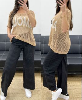 LOVE KNITTED SWEATER LUREX PE0166 CAMEL