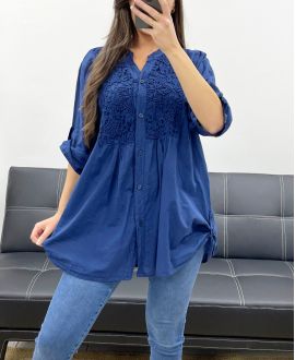 COTTON EMBROIDERY TUNIC PE0371 NAVY